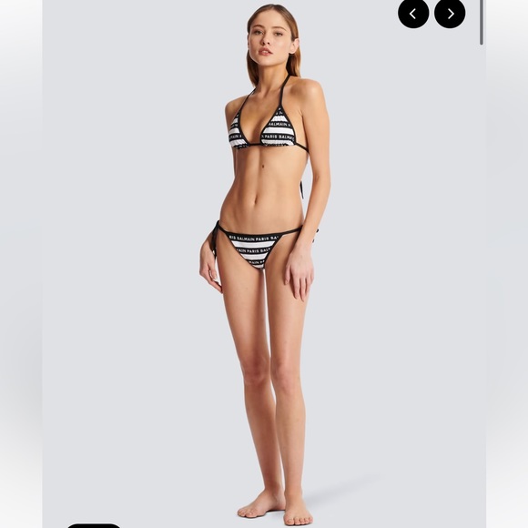BALMAIN***Black + White Logo Striped String Bikini Set**XS, Sm., Large***$570 - Picture 8 of 13